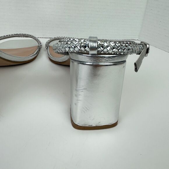 Steve Madden Hurrah Dress Sandals Silver Strappy Heels Crystal Embellishment 8 - Picture 11 of 11